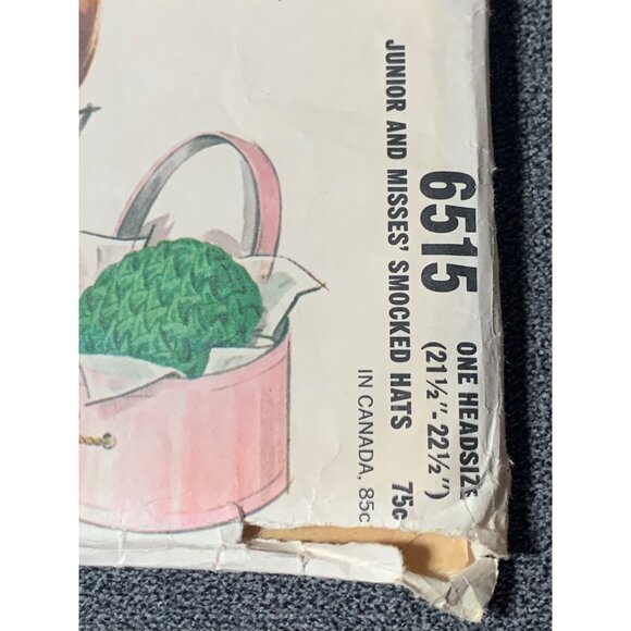 McCalls 6515 Misses Smocked Hats Pattern 21.5"-22.5" - Picture 2 of 4